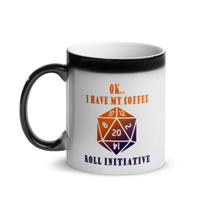 Orange & Purple Roll Initiative Magic Mug, Funny Gamer Mug, D20 Cup, Gift For Gamer, Gaming Gift, Office Gift, RPG Coffee Cup, Role Playing