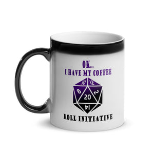 Purple Roll Initiative Magic Mug, Funny Gamer Mug, D20 Cup, Gift For Gamer, Gaming Gift, Office Gift, RPG Coffee Cup, Role Playing