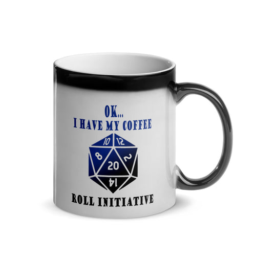 Blue Roll Initiative Magic Mug, Funny Gamer Mug, D20 Cup, Gift For Gamer, Gaming Gift, Office Gift, RPG Coffee Cup, Role Playing