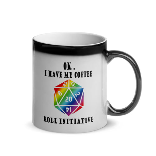 Rainbow Roll Initiative Magic Mug, Funny Gamer Mug, D20 Cup, Gift For Gamer, Gaming Gift, Office Gift, RPG Coffee Cup, Role Playing