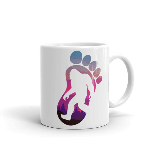 Bigfoot Sunset Mug, Paranormal Coffee Cup, Squatchin Cup, Sasquatch Coffee Mug, Bigfoot In Nature, Yeti Cup, Skunk Ape, Momo Mug